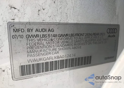 2011 Audi S4 3.0 Premium Plus из США, поврежденный, VIN WAUKGAFLXBA017474